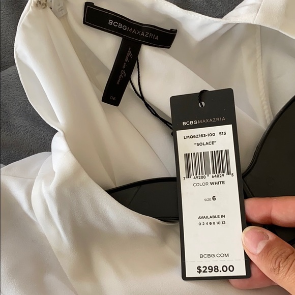 BCBG MAXAZRIA WHITE SOLACE RUFFLE SLEEVE DRESS - Picture 4 of 4